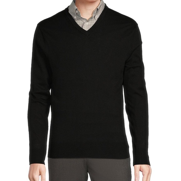Men's Daniel Cremieux Signature Collection Brown V-Neck Sweater - Picture 1 of 6
